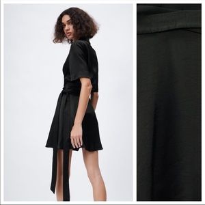 NWT ZARA BLACK STAIN EFFECT WRAP DRESS SIZE M🖤